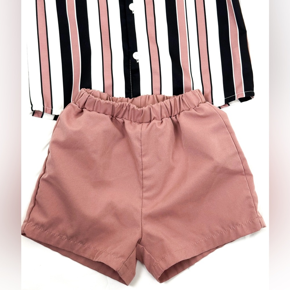 Black And Pink Stripes Matching Set-Boy 4T - Picture 3 of 3